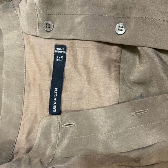 Karen Millen Mixed Media Button up Olive Dress Sz6 fits XS S - Picture 7 of 7